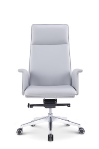 High back grey leather office chair